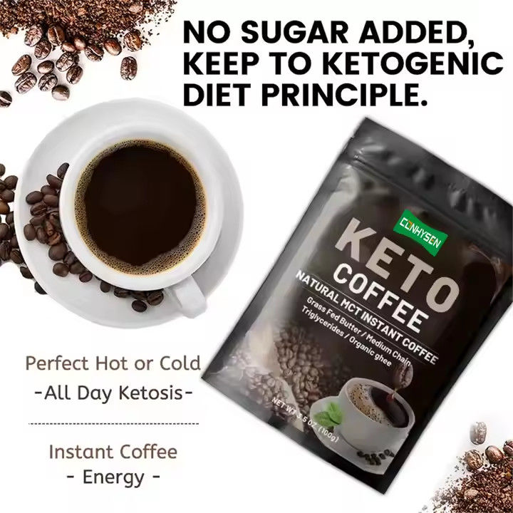 Private Label Keto Schlankheitsmittel Kaffee Gewichtsverlust Diätkontrolle MCT Mahlzeitenersatz Nahrung Instant