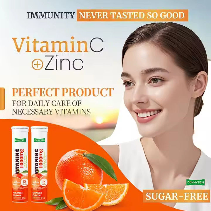 OEM ODM Vitamin C Efferveszente Tabletten 1000 mg Über 20 Vitamine Kräuter Mineralien Immunhilfe