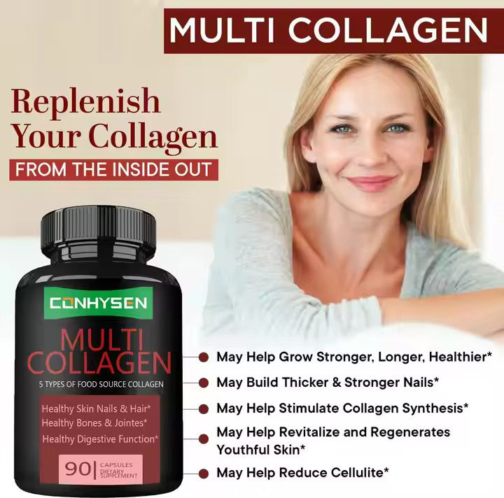 Nahrungsmittelqualität Multicollagen Kapseln mit Vitamin C unterstützt Haut Nägel Haar gesund