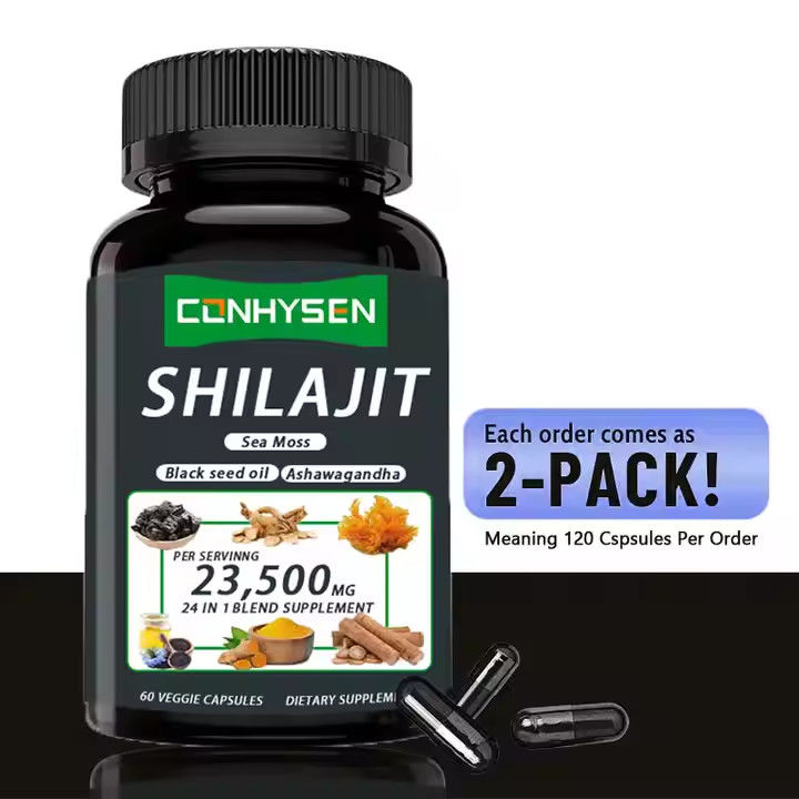 OEM Himalaya Shilajit Kapseln Fulvinsäure Mineralien Meeresmoos Säure Natürliche Mischung verbessert die Energie
