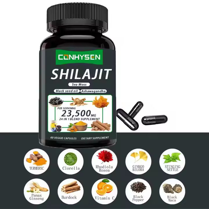 OEM Himalaya Shilajit Kapseln Fulvinsäure Mineralien Meeresmoos Säure Natürliche Mischung verbessert die Energie