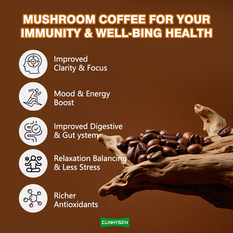 Günstigeres Erfrischungsgetränk verbessert Energie Pilzkaffee mit Cordyceps Reishi Glutenfrei