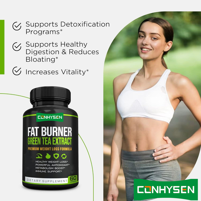 Private Label Premium Grüntee-Extrakt Fatburner-Nahrungsergänzungsmittel mit EGCG - Natürliche gesunde Gewichtsverlust-Diät-Kapseln
