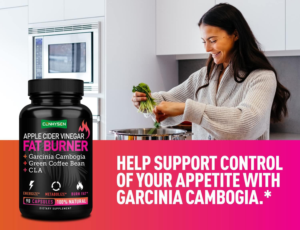 Apfelessig Fettverbrenner mit Garcinia Cambogia Grüner Kaffeebohnen Keto Paleo-freundlich Appetitkontrolle Stoffwechselunterstützung