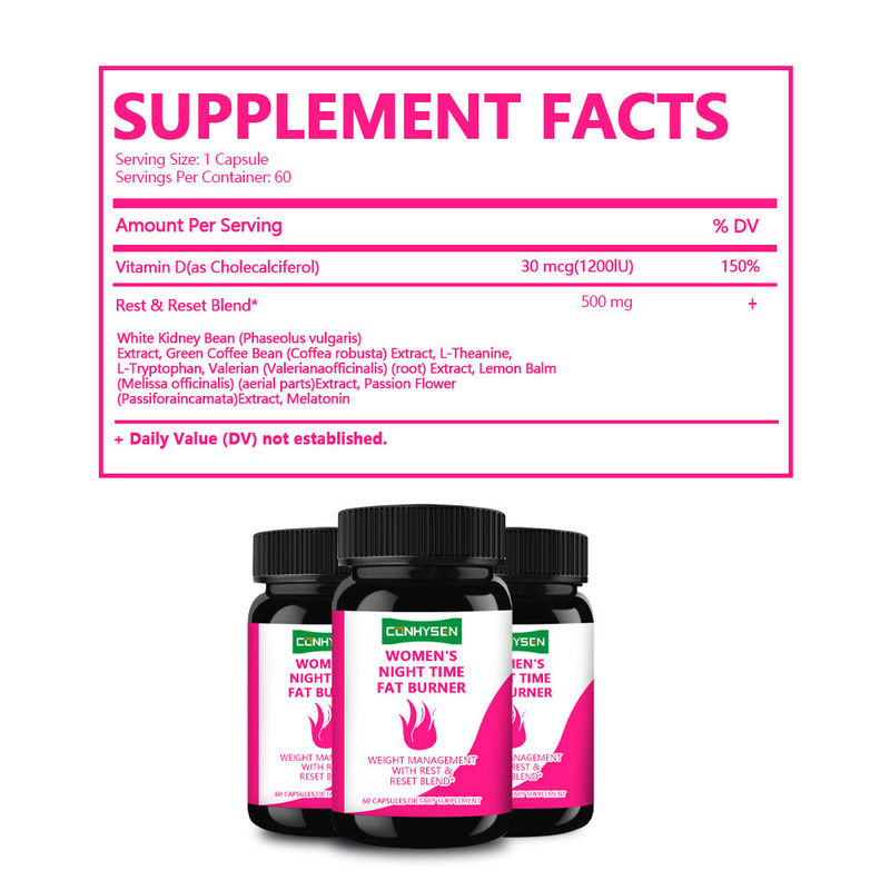 Private Label Damen Nachtzeit Fatburner Kapseln mit Vitamin D unterstützen die Verdauung & Muskelregeneration