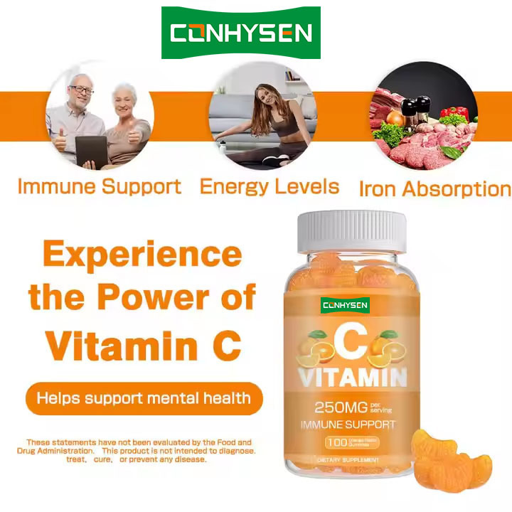 OEM ODM Vitamin-C-Gummibärchen 60 Stück zur Stärkung des Immunsystems, Vitamin-Ergänzungsmittel für Erwachsene, Vitamin-C-Bonbons