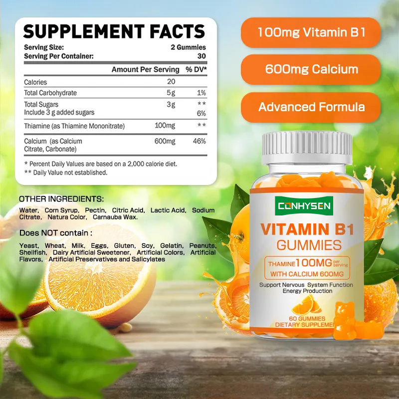 Private Label Vitamin B1 Kaugummi erhöht Energie fördert Herzgesundheit Gesundheit erhalten natürliche Versorgung