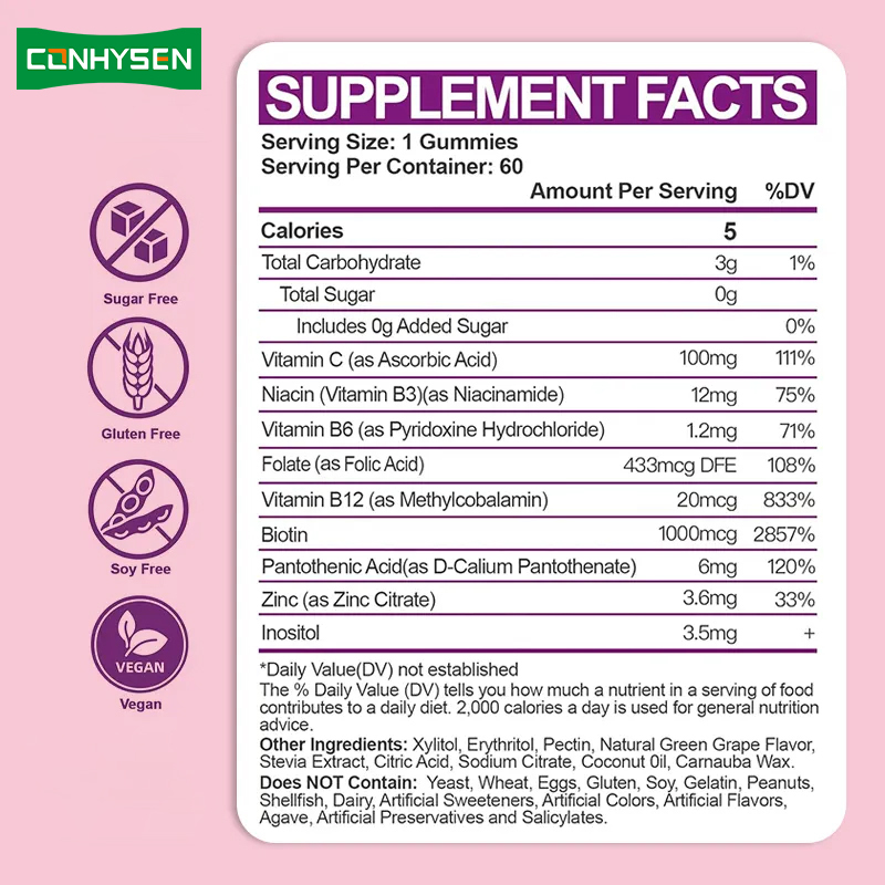Vitamin-B-Komplex-Gummibärchen zur Stärkung des Immunsystems Vitamin C Folsäure Nahrungsergänzungsmittel Vitamin B