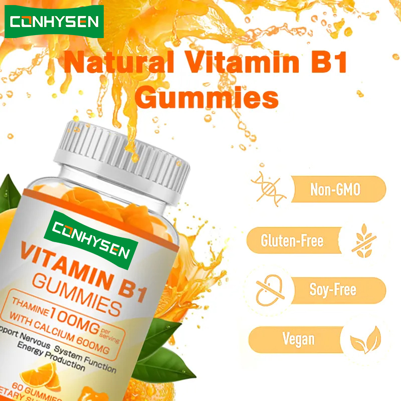 Private Label Vitamin B1 Kaugummi erhöht Energie fördert Herzgesundheit Aufrechterhaltung der allgemeinen Gesundheit Natürliche Versorgung