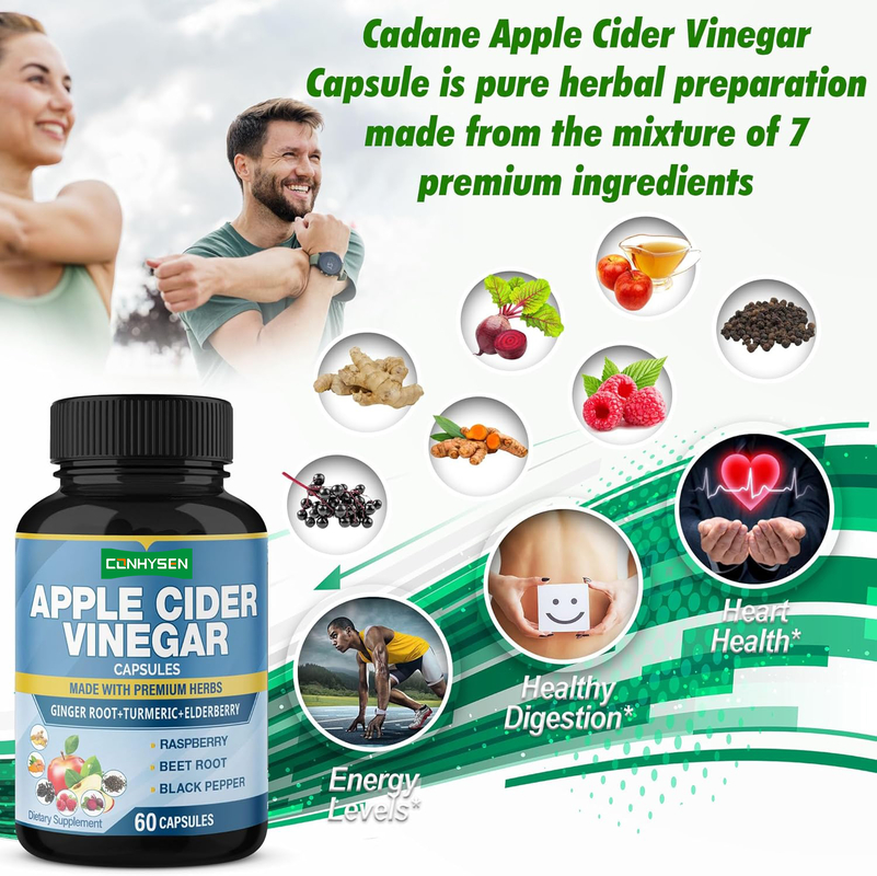 OEM ODM Apfelessig Kapseln aus Premium Kräutern Ingwerwurzel Kurkuma Altersbeere Unterstützung Herz & Verdauung Gesundheit