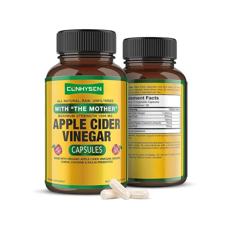 Private Label fördert die Gesundheit von Darm und Verdauungstrakt Apfelessig Kapseln fördern den Stoffwechsel und das Immunsystem