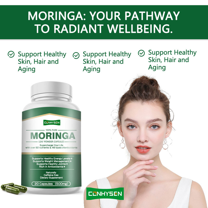 Custom Label Moringa Kapseln unterstützt Prostata gesund mit Blattpulver über 92 Nährstoffe