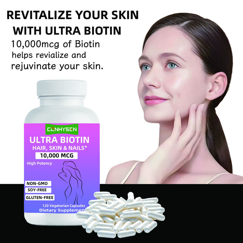 Custom Marken Ultra Biotin Kapseln Nicht-GVO fördert Haar Haut & Nägel Schönheitsmittel