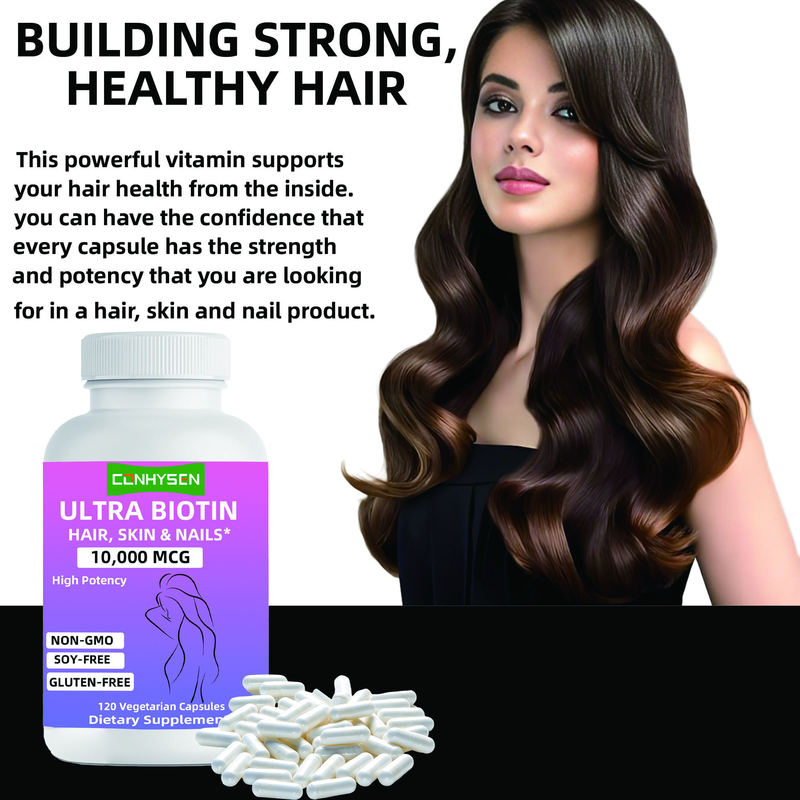 Custom Marken Ultra Biotin Kapseln Nicht-GVO fördert Haar Haut & Nägel Schönheitsmittel