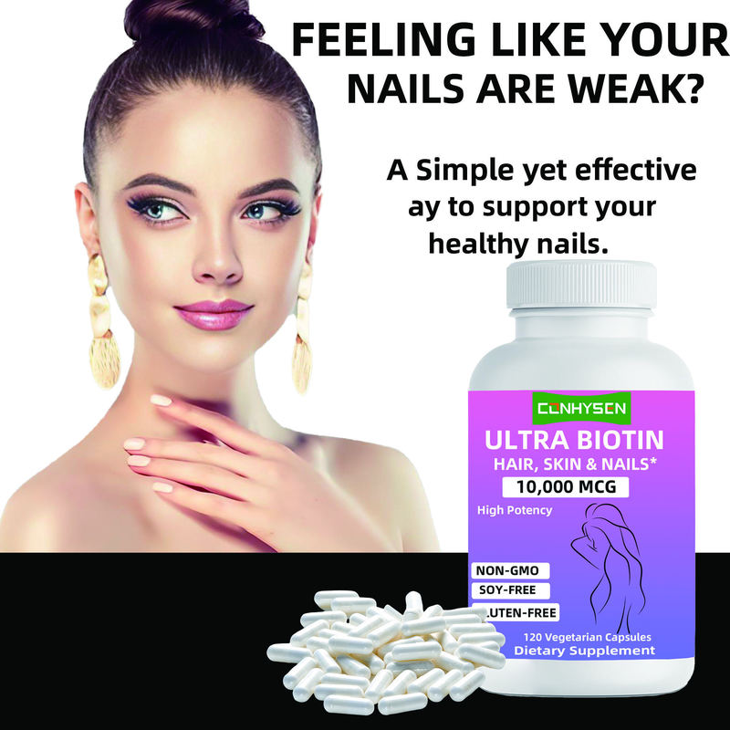 Custom Marken Ultra Biotin Kapseln Nicht-GVO fördert Haar Haut & Nägel Schönheitsmittel