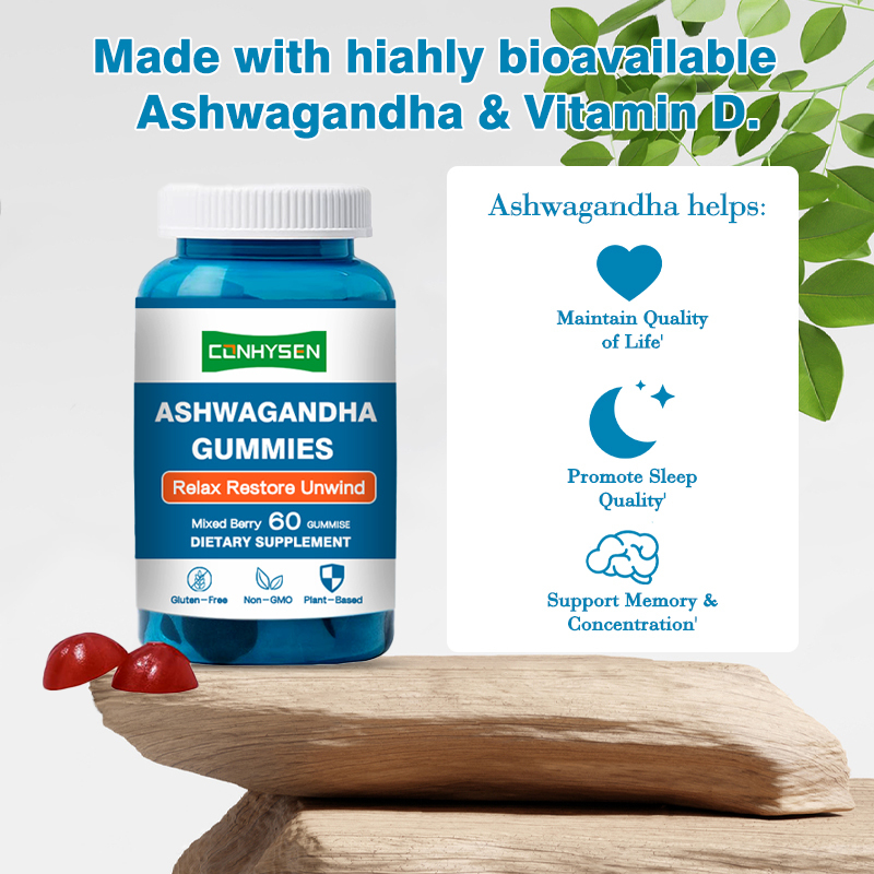 Ashwagandha-Gummis mit Vitamin D2 zur Immununterstützung, 18 Monate haltbar