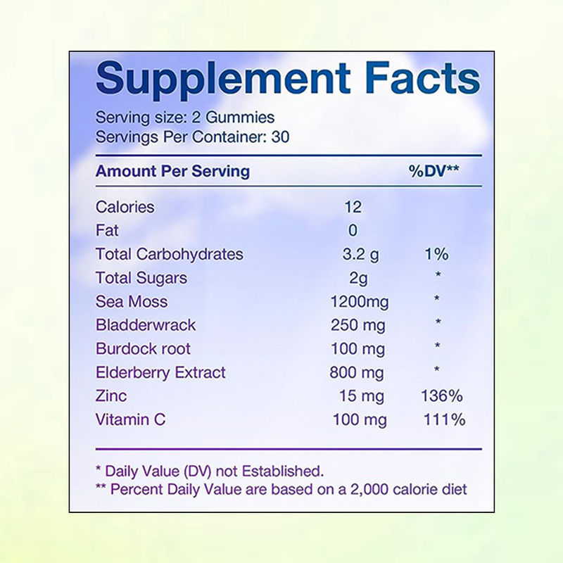 See Moos Gummis mit Vitamin C Zink Lieferant Fabrik für Antioxidationsmittel-Unterstützung