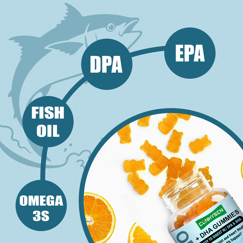 Fabrikversorgung für Omega-3-Gummibärchen mit Orangengeschmack zur Förderung der Gehirn- und Augengesundheit