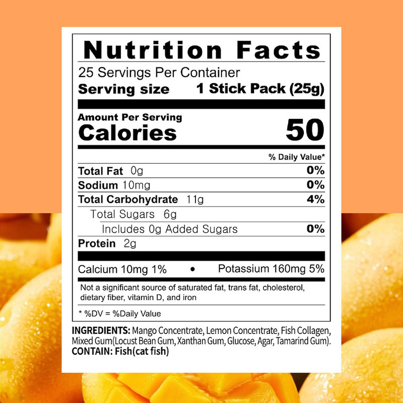 Kollagen-Gelee mit Mango unterstützt die Gesundheit von Gelenken und Knochen, kundenspezifisch gebrandet