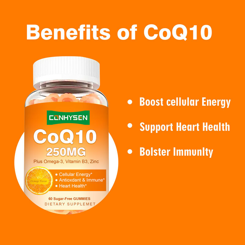Vigo-COQ10-250mg Gefüllte Kaugummi mit Plus Omega-3 Vitamin B3 & Zink Coenzym Q10 Ergänzungen für Herzgesundheit Zellenergie