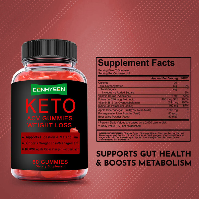 Großhandel Erwachsenenfreundlicher Apfelessig Keto ACV Gummies Folsäure Vitamine Ergänzung für Darmgesundheit & Stoffwechsel
