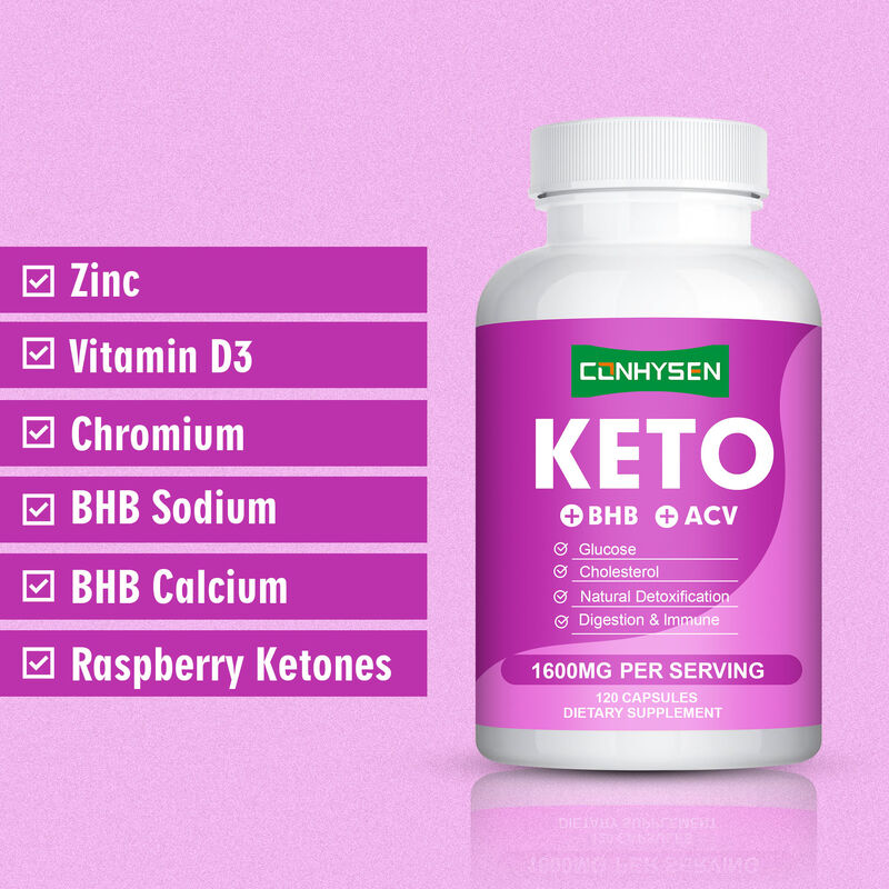 OEM ODM Keto-Kapseln Reich an BHB ACV Vitamine Zink Chrom Unterstützt Effiziente Stoffwechselaktivität Abnehmkapseln