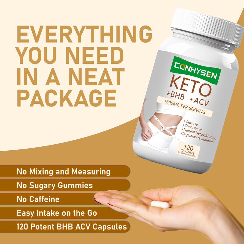 Private Label Keto+ACV+BHB Capsules with BHB & Apple Cider Vinegar for Weight Control Boost Energy Focus Fat Burner