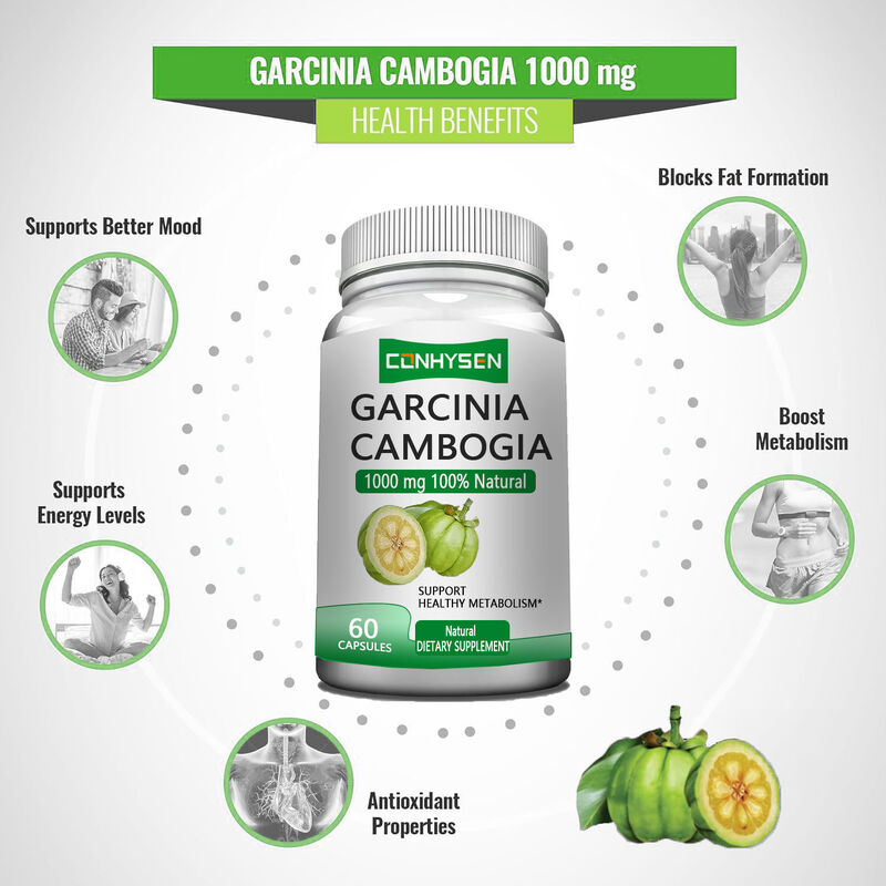 Private Label Garcinia Cambogia Kräuterpräparate Garcinia Cambogia Kapseln Unterstützen einen gesunden Stoffwechsel & Fördern eine bessere Stimmung