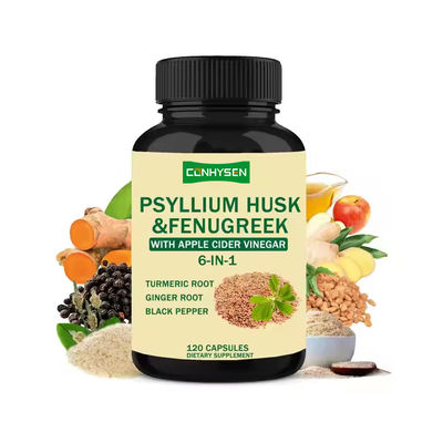 Psyllium Husk und Fenugreek Kapseln mit 6-in-1- Kurkuma-Kräuterzusatzkapseln