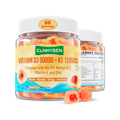 OEM ODM Zuckerfreie Vitamine Verbessern die Kalziumaufnahme Vitamin D3 K2 Gummies