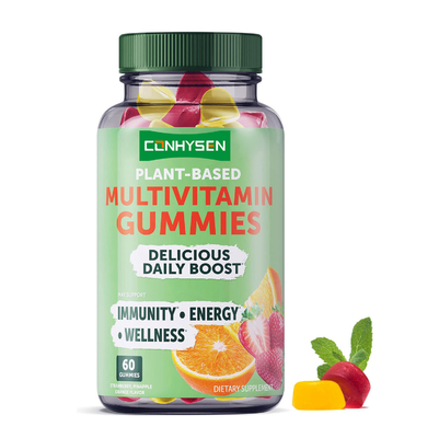 Pflanzliche Multivitamin-Gummibärchen für Immunität, Energie und Wohlbefinden mit Fruchtgeschmack